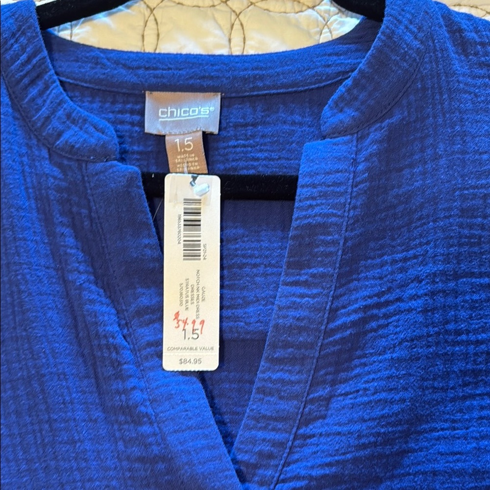 Chico's Royal Blue Textured Cotton Dress